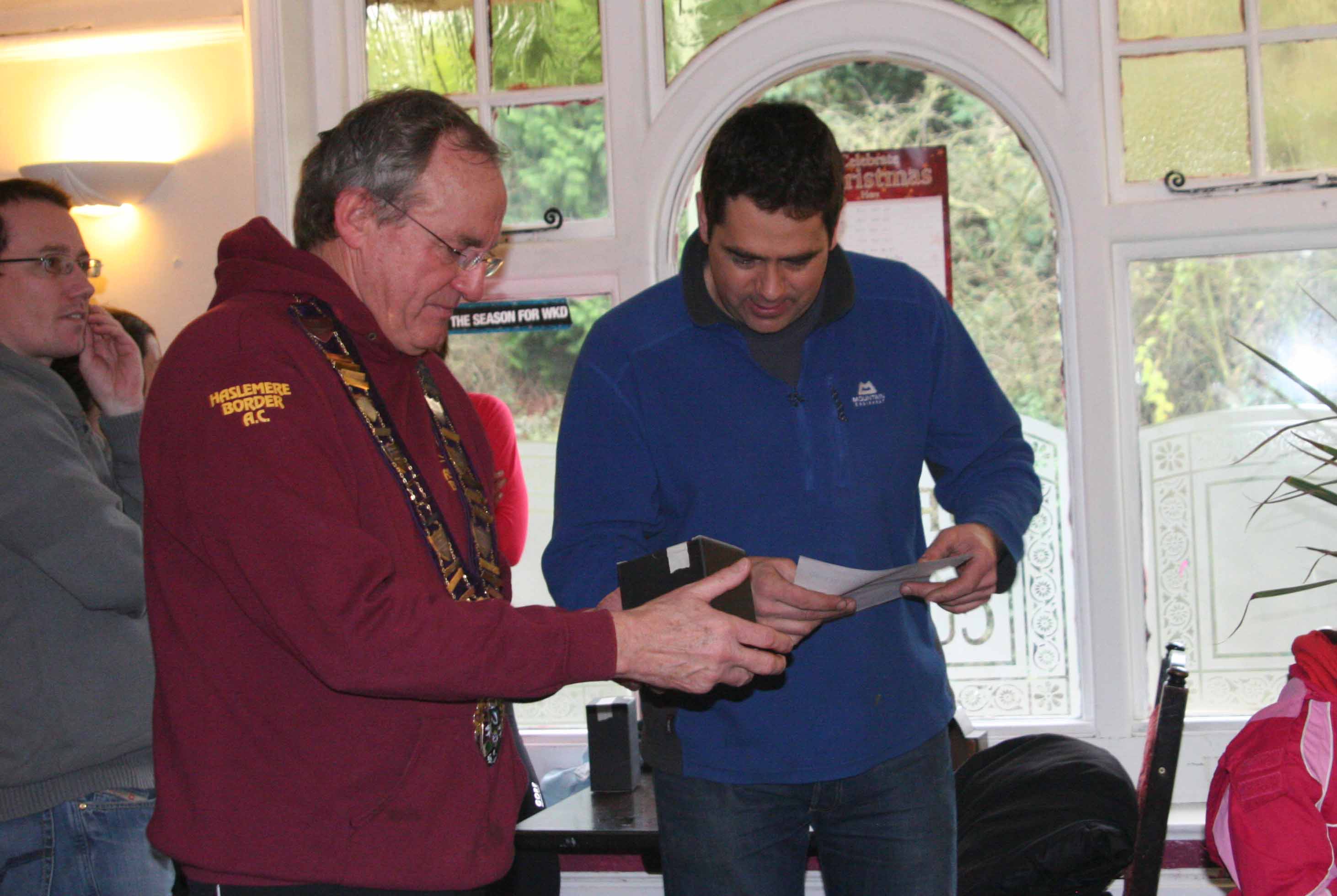 Mayor Jim Edwards and run organiser Matt Dellar hand out the prizes